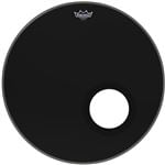 Remo Ebony Powerstroke 3 Bass Drum Head with Hole  Front View
